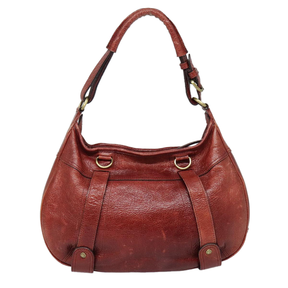 BURBERRY Shoulder Bag Leather Red Auth ti2068 - Picture 2 of 16